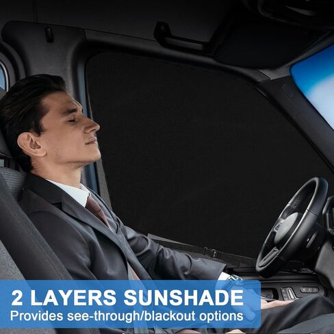 Double Layers Side Window Sunshade Magnetic Bug Screen for Front Doors, Pair Universal Size for Promaster, Sprinter, Metris, and Other Van in Saudi Arabia