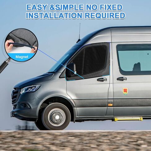 Double Layers Side Window Sunshade Magnetic Bug Screen for Front Doors, Pair Universal Size for Promaster, Sprinter, Metris, and Other Van in Saudi Arabia