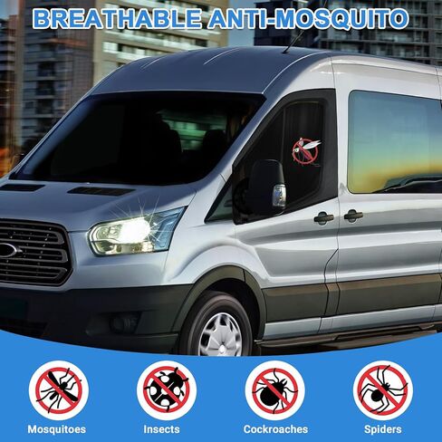 Double Layers Side Window Sunshade Magnetic Bug Screen for Front Doors, Pair Universal Size for Promaster, Sprinter, Metris, and Other Van in Saudi Arabia
