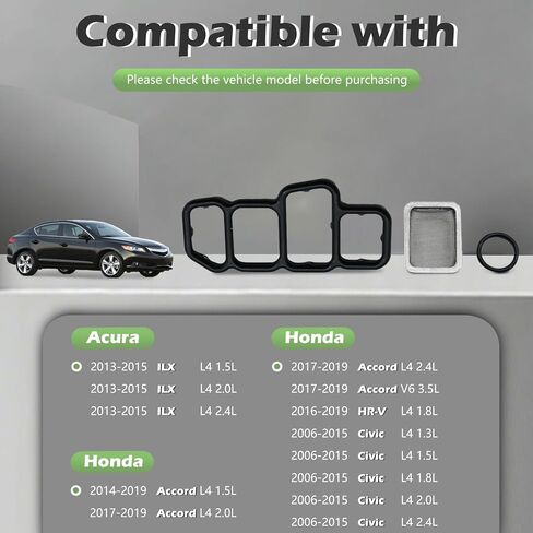 15826RNAA01 توقيت الصمام المتغير VVT VTEC حشية مرشح الملف اللولبي 1.3L 1.5L 1.8L 2.0L 2.4L 3.5L متوافق مع Acura ILX 13-15 متوافق مع Honda Accord 14-19 HR-V HRV 16-19 Civic يستبدل 917-174 in Kuwait