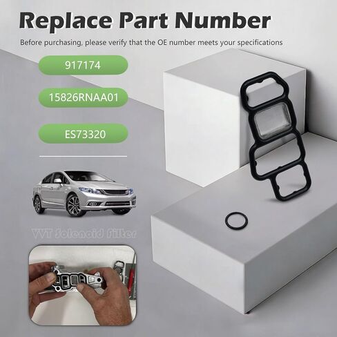 15826RNAA01 توقيت الصمام المتغير VVT VTEC حشية مرشح الملف اللولبي 1.3L 1.5L 1.8L 2.0L 2.4L 3.5L متوافق مع Acura ILX 13-15 متوافق مع Honda Accord 14-19 HR-V HRV 16-19 Civic يستبدل 917-174 in Kuwait