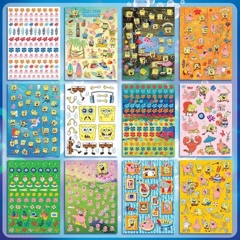 Horizon Group USA Sticker Book with Large and Small Sizes, Kids Stationary for Water Bottle, Notebooks, and Party Favors, 2000+, Spongebob Squarepants in Kuwait