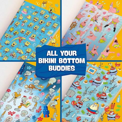 Horizon Group USA Sticker Book with Large and Small Sizes, Kids Stationary for Water Bottle, Notebooks, and Party Favors, 2000+, Spongebob Squarepants in Kuwait