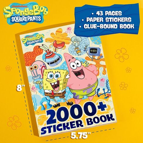 Horizon Group USA Sticker Book with Large and Small Sizes, Kids Stationary for Water Bottle, Notebooks, and Party Favors, 2000+, Spongebob Squarepants in Kuwait