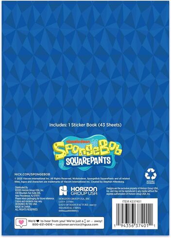 Horizon Group USA Sticker Book with Large and Small Sizes, Kids Stationary for Water Bottle, Notebooks, and Party Favors, 2000+, Spongebob Squarepants in Kuwait