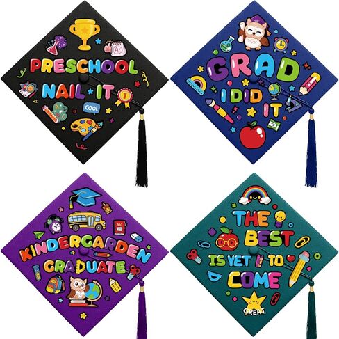 24 Pcs Graduation Cap Sticker Craft DIY Preschool Kindergarten Graduation Hat Topper Decorations for Pre-K Congrats Grad Party Favors 2026 Graduation Gifts in Saudi Arabia