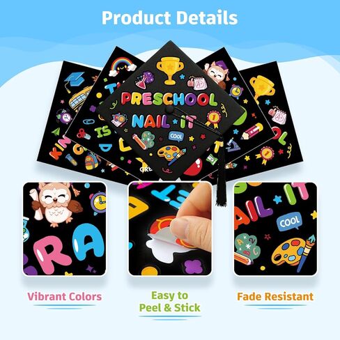 24 Pcs Graduation Cap Sticker Craft DIY Preschool Kindergarten Graduation Hat Topper Decorations for Pre-K Congrats Grad Party Favors 2026 Graduation Gifts in Saudi Arabia