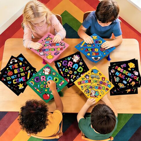 24 Pcs Graduation Cap Sticker Craft DIY Preschool Kindergarten Graduation Hat Topper Decorations for Pre-K Congrats Grad Party Favors 2026 Graduation Gifts in Saudi Arabia