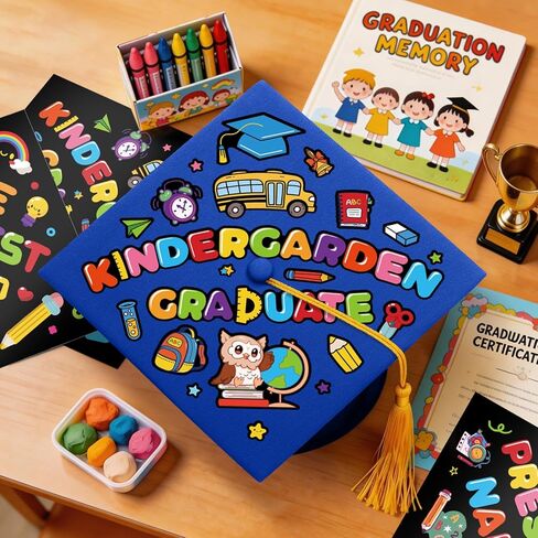 24 Pcs Graduation Cap Sticker Craft DIY Preschool Kindergarten Graduation Hat Topper Decorations for Pre-K Congrats Grad Party Favors 2026 Graduation Gifts in Saudi Arabia