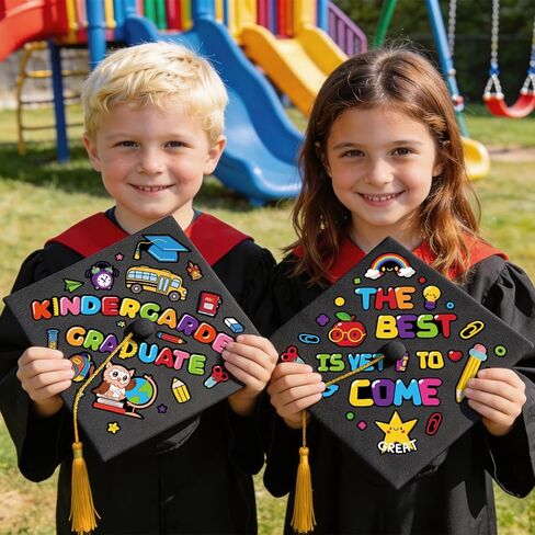 24 Pcs Graduation Cap Sticker Craft DIY Preschool Kindergarten Graduation Hat Topper Decorations for Pre-K Congrats Grad Party Favors 2026 Graduation Gifts in Saudi Arabia