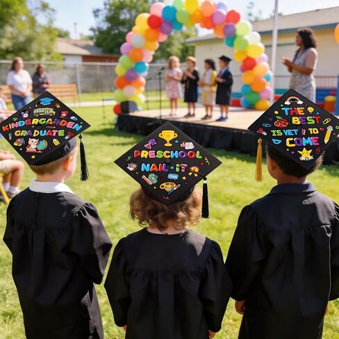 24 Pcs Graduation Cap Sticker Craft DIY Preschool Kindergarten Graduation Hat Topper Decorations for Pre-K Congrats Grad Party Favors 2026 Graduation Gifts in Saudi Arabia