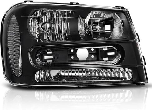 PENSUN Headlights Assembly Fit for 2002-2009 Chevy Trailblazer, Pair of Headlamps Replacement (Black Housing with Clear Reflectors) in Kuwait