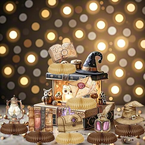 Magical Wizard Birthday Party Decorations Castle&Owl Honeycomb Table Centerpieces Magical Theme Party Decor for Birthday, Halloween in Saudi Arabia