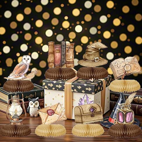 Magical Wizard Birthday Party Decorations Castle&Owl Honeycomb Table Centerpieces Magical Theme Party Decor for Birthday, Halloween in Saudi Arabia