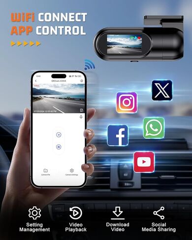 4K Dash Cam Front and Rear, WiFi Dash Cam with 64GB Card, 4K+1080P Dash Camera for Cars, Wireless WiFi Car Camera with App Control, 1.47" Screen DashCam with 24H Parking Monitor,G-Sensor in Saudi Arabia