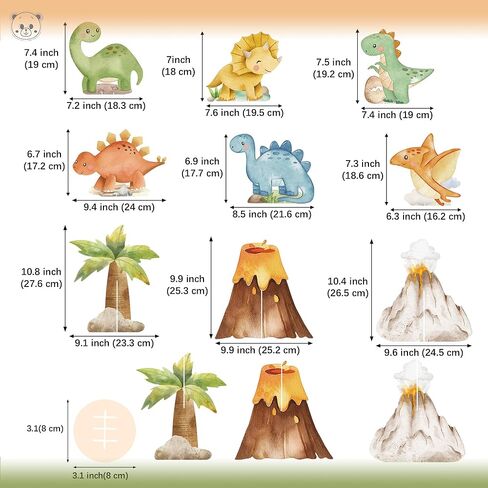 9 PCS Watercolor Dinosaur Centerpieces Table Decorations, Dino Birthday Party Supplies for Baby Shower Safari Jungle Theme Decor in Kuwait