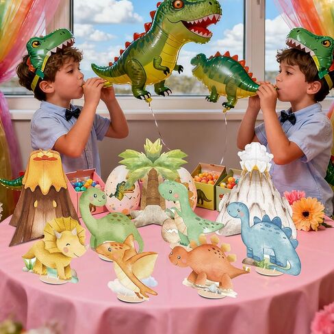 9 PCS Watercolor Dinosaur Centerpieces Table Decorations, Dino Birthday Party Supplies for Baby Shower Safari Jungle Theme Decor in Kuwait