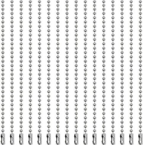400PCS 4.5 inch Ball Beads Chain Bulk, Silver Keychain Rings, Dog Tag Metal Small Chain with Connectors for Hanging Decoration in Saudi Arabia