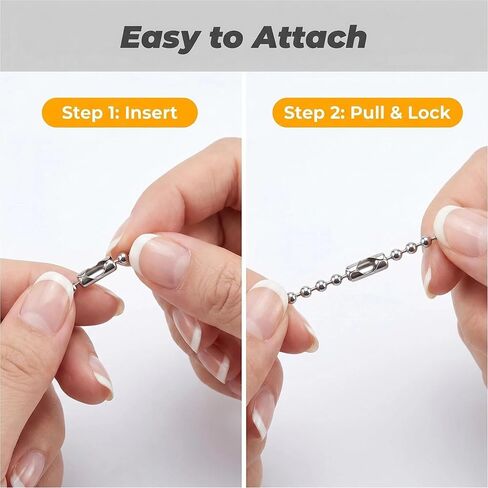 400PCS 4.5 inch Ball Beads Chain Bulk, Silver Keychain Rings, Dog Tag Metal Small Chain with Connectors for Hanging Decoration in Saudi Arabia
