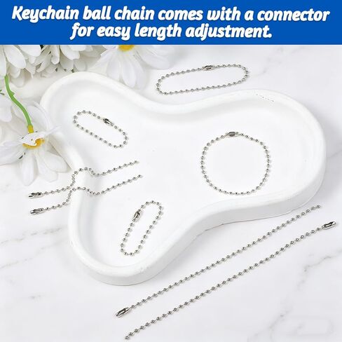 200Pcs Silver Ball Bead Chain Long Bead Ball Chain Keychain 5.9/3.9 Inch Silver Balls Connector Clasp Tag Beaded Chains for Jewelry Making Key Rings Crafts Hanging Keychains in Kuwait