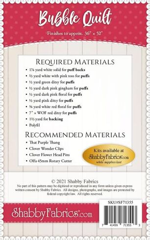 Shabby Fabrics Bubble Quilt Pattern in Saudi Arabia