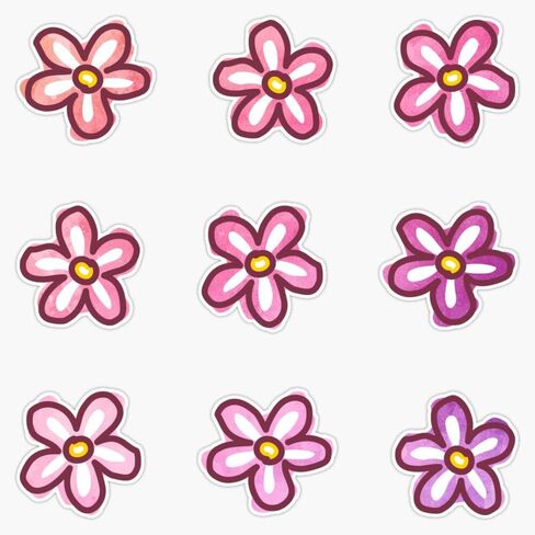 Pink Watercolor Flowers (9 Multi Pack) Sticker Vinyl Decal Wall Laptop Window Car Bumper Sticker 5" in Kuwait