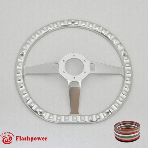 14" Billet 9 HOLE Steering Wheel Kit W/HORN BUTTON & ADAPTER FOR 1969-1994 in Kuwait