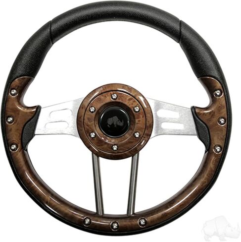 Steering Wheel, Aviator 4 Woodgrain Grip/Brushed Aluminum Spokes 13" Diameter in Kuwait