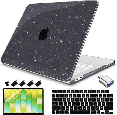 Teryeefi Gltter Case for MacBook Neo 13 inch Case 2026 (A18 Pro) Model A3404, Slim Protective Hard Shell Cover & Keyboard Cover & Type C Adapter - Sparkly Rose Pink in Saudi Arabia