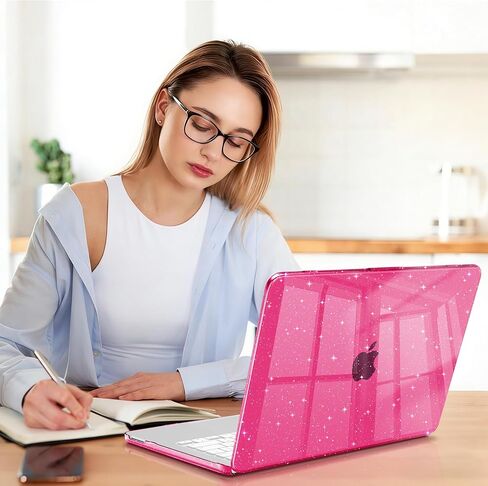 Teryeefi Gltter Case for MacBook Neo 13 inch Case 2026 (A18 Pro) Model A3404, Slim Protective Hard Shell Cover & Keyboard Cover & Type C Adapter - Sparkly Rose Pink in Saudi Arabia