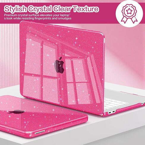 Teryeefi Gltter Case for MacBook Neo 13 inch Case 2026 (A18 Pro) Model A3404, Slim Protective Hard Shell Cover & Keyboard Cover & Type C Adapter - Sparkly Rose Pink in Saudi Arabia