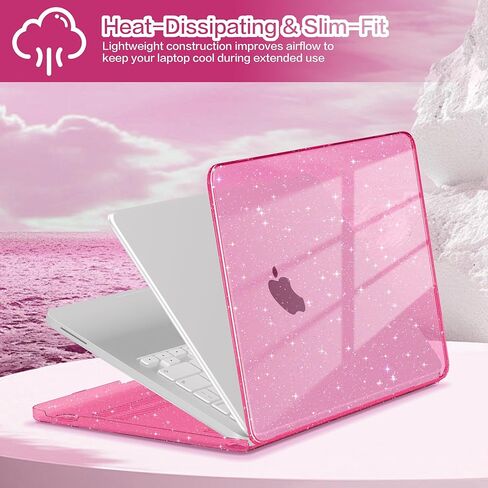 Teryeefi Gltter Case for MacBook Neo 13 inch Case 2026 (A18 Pro) Model A3404, Slim Protective Hard Shell Cover & Keyboard Cover & Type C Adapter - Sparkly Rose Pink in Saudi Arabia