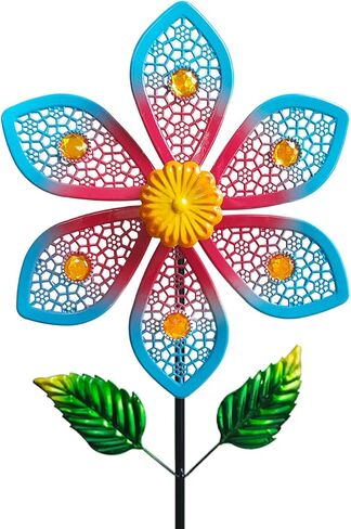 Metal Wind Spinners for Garden Decor - Outdoor Windmill Sculptures, Durable Yard Art ​Wind Spinners Metal Wind Spinner for Patio Lawn Ornament, Vibrant Red & Blue Garden Spinners Outdoor in Saudi Arabia