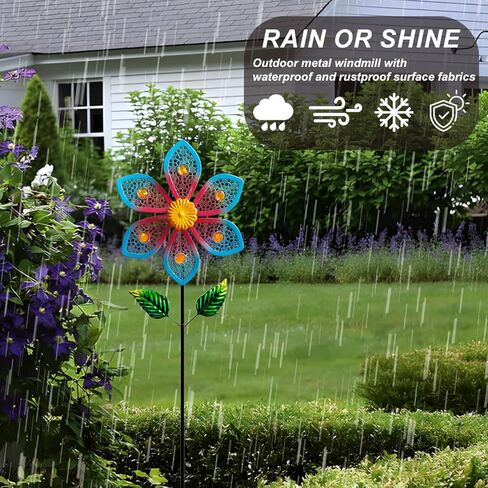 Metal Wind Spinners for Garden Decor - Outdoor Windmill Sculptures, Durable Yard Art ​Wind Spinners Metal Wind Spinner for Patio Lawn Ornament, Vibrant Red & Blue Garden Spinners Outdoor in Saudi Arabia