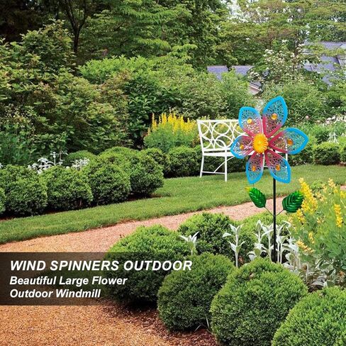 Metal Wind Spinners for Garden Decor - Outdoor Windmill Sculptures, Durable Yard Art ​Wind Spinners Metal Wind Spinner for Patio Lawn Ornament, Vibrant Red & Blue Garden Spinners Outdoor in Saudi Arabia