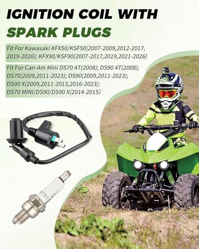 21121-Y001 Ignition Coil with Spark Plugs Fit for Kawasaki KFX50 KSF50 KFX90 KSF90 Fit for Can-Am Mini DS70 DS90 DS90 X Replace V30510CJF010 V30510CJF040LL in Saudi Arabia
