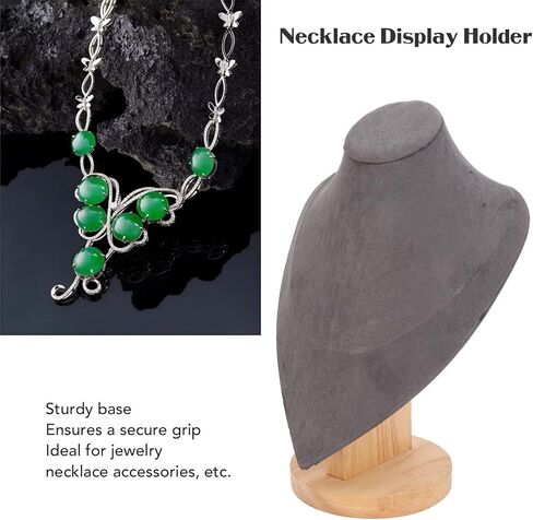 Necklace Earring Jewelry Set Display Stand, Multipurpose Elegant Necklace Holder Stand with Wood Base for Home Jewelry Store Trade Show (Gray) in Kuwait