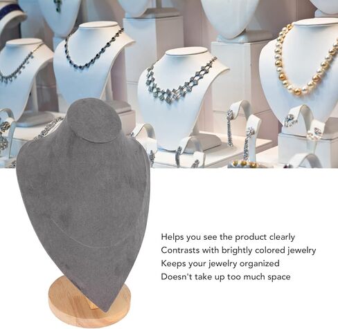 Necklace Earring Jewelry Set Display Stand, Multipurpose Elegant Necklace Holder Stand with Wood Base for Home Jewelry Store Trade Show (Gray) in Kuwait