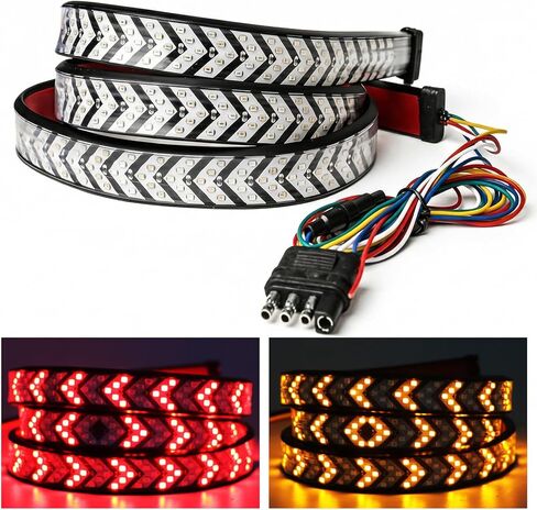 60-inch LED Tailgate Light Bar Strip,Turn Signals, Driving and Reversing Lights, Red & Amber Sequential Lighting，Strobe Tail Light Strips LED for Truck Van Pickup in Saudi Arabia