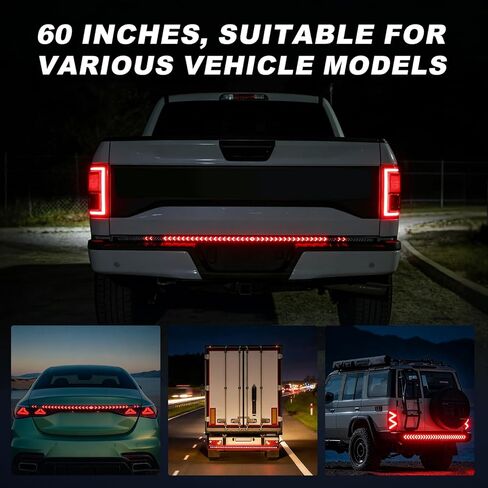 60-inch LED Tailgate Light Bar Strip,Turn Signals, Driving and Reversing Lights, Red & Amber Sequential Lighting，Strobe Tail Light Strips LED for Truck Van Pickup in Saudi Arabia