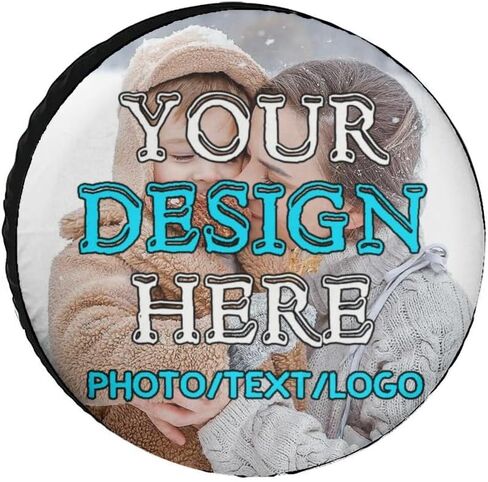 Custom Tire Cover Personalized Spare Tire Covers Design Your Own Photo Text Logo Personalized Universal Wheel Tire Cover Protectors for Trailer RV SUV All Vehicle No Custom 26 Inch in Saudi Arabia