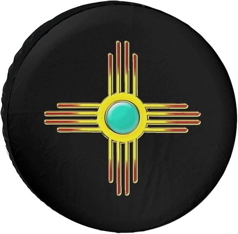Zia Sun Pueblo New Mexico Tire Covers Potable Spare Wheel Cover Oxford Waterproof UV Sun Protectors in Saudi Arabia