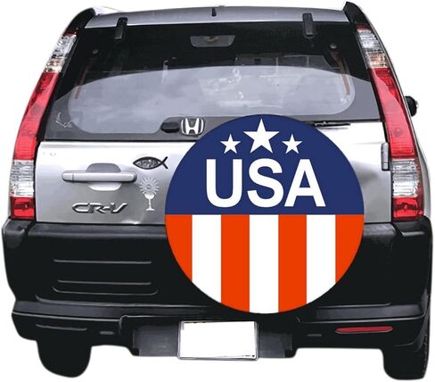 Spare Tire Cover with American Flag, Spare Wheel Cover Protector, fit for Land Rover, Ford Bonco, Hummer H3 SUVs, Camper Trailer Truck RV Motorhome (L: 265/75R15, 275/65R17) in Kuwait