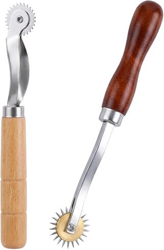 Tracing Wheel Sewing Tool Set, 2PCS Pounce Wheel with Wooden Handle & Stainless Steel, Stitch Marking Spacer for Pattern Tracing, Leather, Fabric & Craft Projects in Saudi Arabia