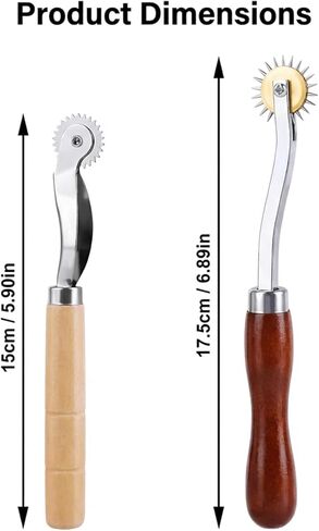Tracing Wheel Sewing Tool Set, 2PCS Pounce Wheel with Wooden Handle & Stainless Steel, Stitch Marking Spacer for Pattern Tracing, Leather, Fabric & Craft Projects in Saudi Arabia