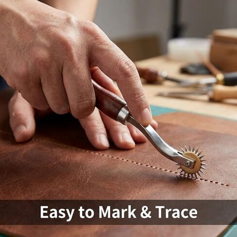 Tracing Wheel Sewing Tool Set, 2PCS Pounce Wheel with Wooden Handle & Stainless Steel, Stitch Marking Spacer for Pattern Tracing, Leather, Fabric & Craft Projects in Saudi Arabia