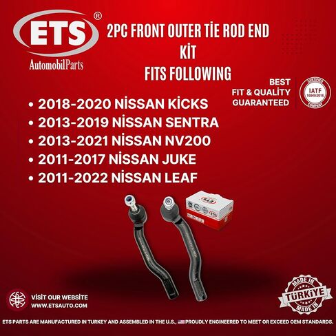 ETS 2Pc Front Outer Tie Rod End Kit ES801171, ES801168 Fits 18-20 Nissan Kicks, 13-19 Sentra, 13-21 NV200, 11-17 Juke, 11-22 Leaf/fits Chevrolet City Express 15-18 in Kuwait