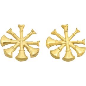 Smith & Warren Four Crossed Deputy Fire Chief Bugles Collar Brass Rank Insignia Gold Finish Fire Uniform Pin