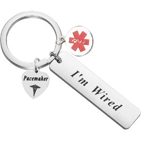 BEKECH Pacemaker Keychain Medical Alert Emergency Medical Technician Gift Heart Patient Medical Jewelry Keyring Gift