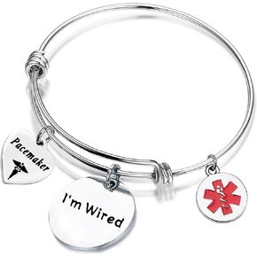 BEKECH Pacemaker Keychain Medical Alert Emergency Medical Technician Gift Heart Patient Medical Jewelry Keyring Gift